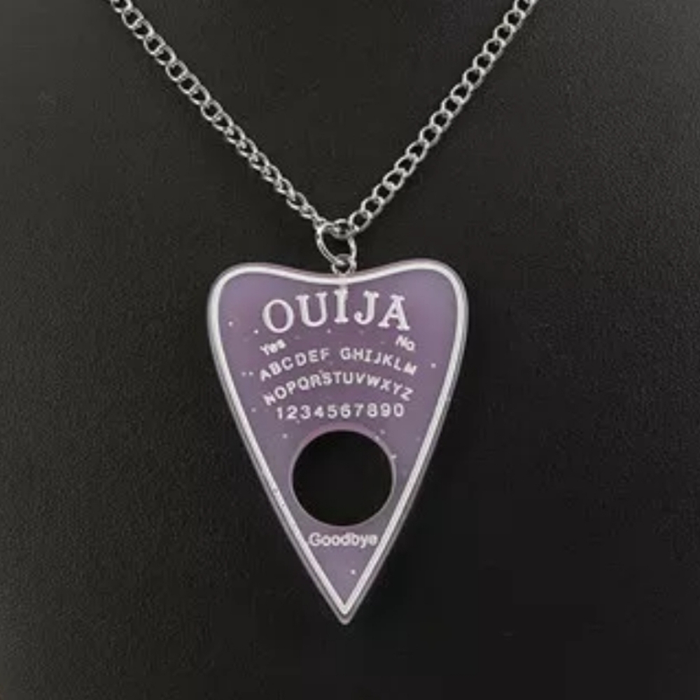 Ouija Planchette Purple Glitter Resin Pendant Necklace Spirit Board Gothic